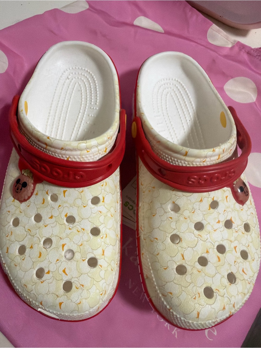 Disney Mickey Mouse White & Red Patterned Clog Sandals size 8 NWT
